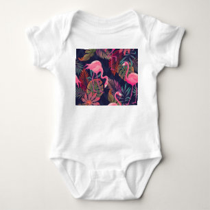 Body Flamingo tropical : motif vintage de palmier.
