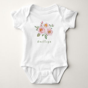 Body Fleur Rose Personnalisé Nom Morden Mignon