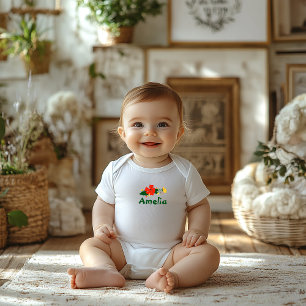 Body Fleur sauvage rouge pavot mignon nom Baby Bodysuit