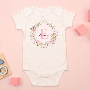 Body Fleurs de rose rose blush aquarelle monogramme flo