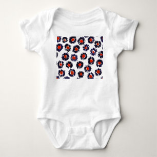 Body Fleurs peintes à la main, motif rouge et bleu.
