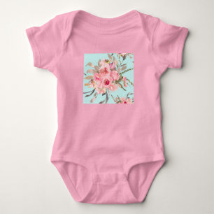 Body Fleurs rose pâle sur bleu clair