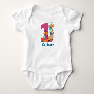 Body Fleurs Une Fille 1er Anniversaire Fête Personnalis