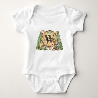 Body Forêt Bois animal Monogramme bébé garçon