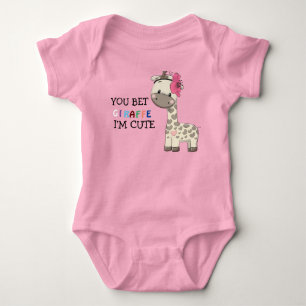 Body Girafe fille rose personnalisée