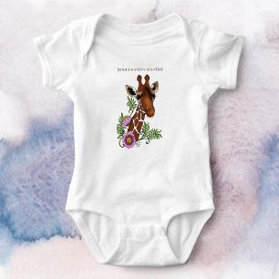 Body Giraffe Fleurs de Portrait Jaunes