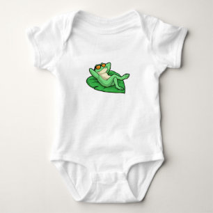 Body Grenouille sur la feuille avec lunettes de soleil