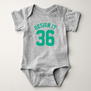 Body Gris et émeraude vert bébé Design Jersey Sport