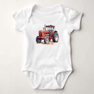 Body Gros tracteur rouge, garçon et fille cadeau bébé