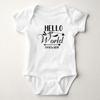 Body "Hello World i'm new here" Funny Baby Bodysuit