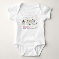 Hiver One-derland Animaux Arctiques Rose 1er Anniv