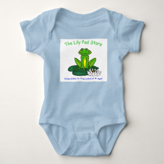 Body Infant's Frog on a Lily Pad Blue on White Bodysuit