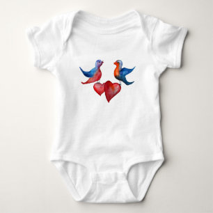 Body Inséparables, Aquarelle Oiseaux Jersey Bodysuit