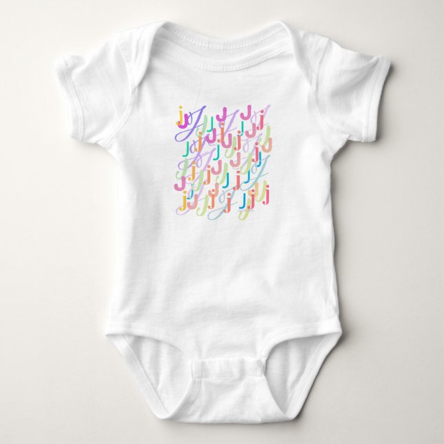 Body "J" Bébé avec Confettis Lettres (Devant)