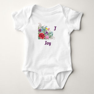 Body J Joy Personnaliser Nom de la lettre, Fleurs Roses