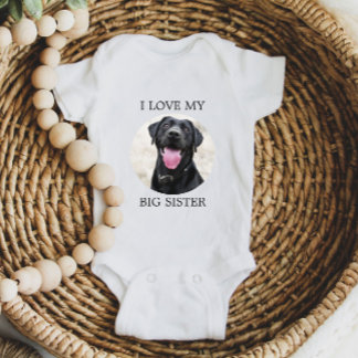 Body J'aime ma grande sœur Photo de chien personnalisée