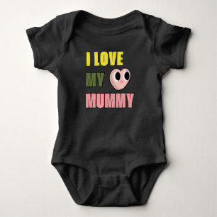 Body J'aime ma maman Doodle 70s Mignon Jaune Vert Rose
