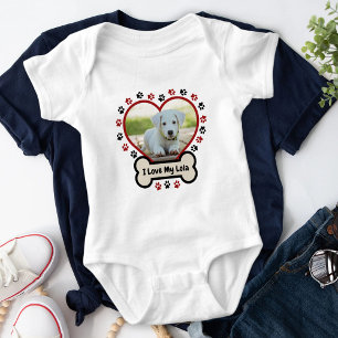 Body J'Aime Mon Chien Mignonne Coeur Rouge Photo Paws O