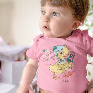 Body Joli bébé canard jaune au printemps Pâques