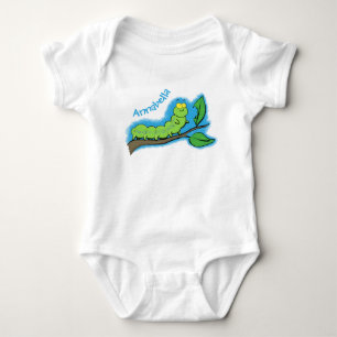 Body Joli dessin animé de chenille verte mignonne