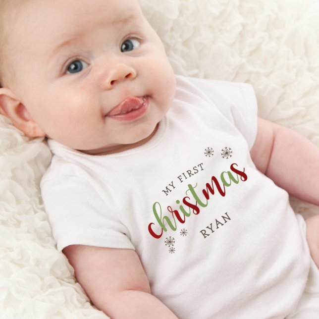 Body Joli Mon Premier Noël Nom (Cute My First Christmas Name Baby Bodysuit)