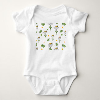 Body Joli motif sans couture de pâquerette et d'abeille