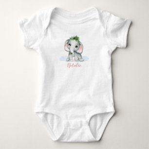 Body Joli Nom Hivernal de Bébé Fille Éléphant Fantaisis