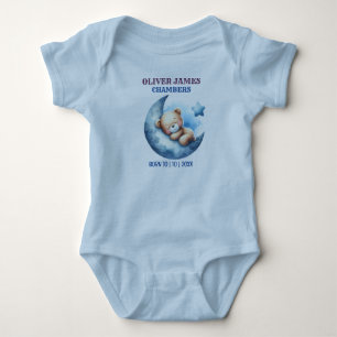 Body Joli Ours Bleu Bébé Croissant de Lune