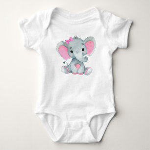 Body Joli petit éléphant fille bodysuit rose rustique