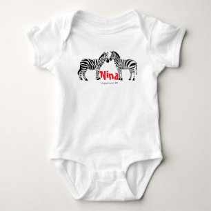 Body Joli zèbre noir et blanc avec monogramme Chic