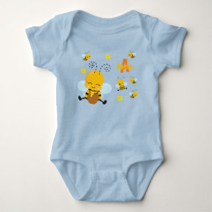 Body Jolie Bumble Bee avec Fleurs Bleu