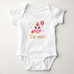 Body Jolie chouette rose avec ballons et cupcake Je sui