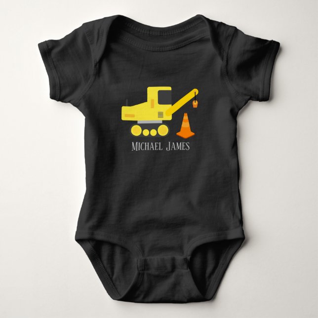 Body jolie construction ajouter nom bébé garçons (Devant)