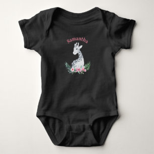 Body Jote Girls Black & White Giraffe Monogramme