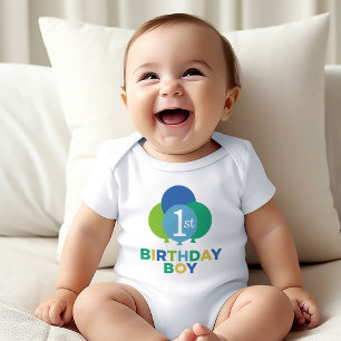 Body Jour d'anniversaire moderne bébé garçon Bleu Bleu