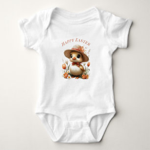 Body Joyeuses Pâques Bébé Caneton Chapeau de Paille Tul