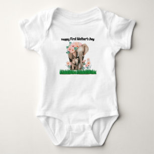 Body joyeux premier jour de mère mignon éléphant