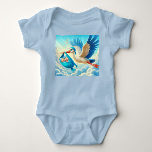 Body Jumeaux Garçons avec Baby shower de cigogne