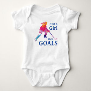 Body Juste une fille avec des buts Hockey aquarelle