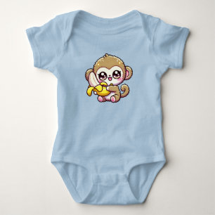 Body Kawaii Chubby Baby Monkey Accrocher de la banane