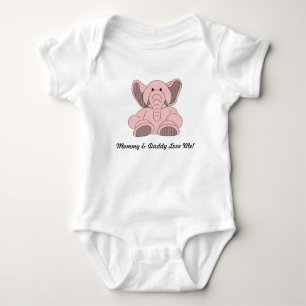 Body La maman et le papa m'aiment éléphant rose