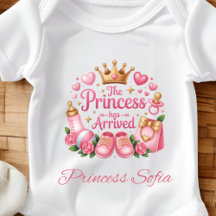 La Princesse Est Arrivée Bébé Fille Personnalisé