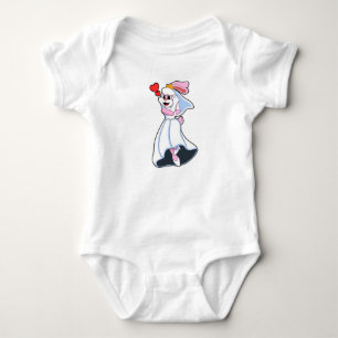 Body Lapin avec robe de mariée et couronne