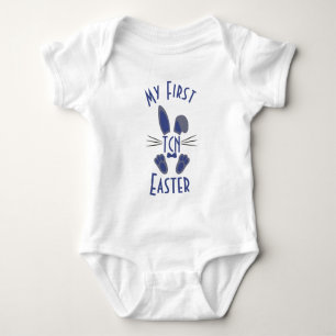 Body Lapin de Pâques bleu monogrammé Mon premier lapin 