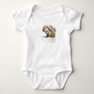 Body Lapin Lapin Boule Aquarelle avec Fleurs