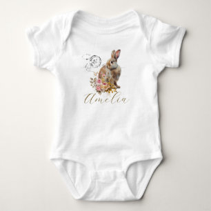Body lapin vintage français personnalisé avec rose
