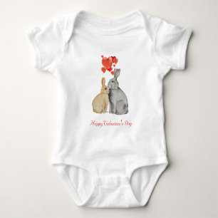 Body lapins d'aquarelle Heureuse Sainte-Valentin