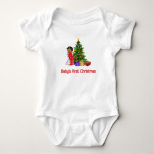 Body Le premier T-shirt Noël du bébé africain améri
