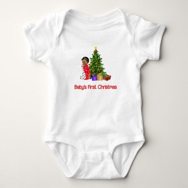 Body Le premier T-shirt Noël du bébé africain américain (Devant)