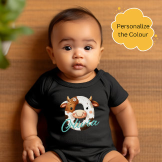 Body Lettre de vache adorable O tenue de bébé avec nom